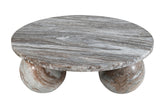 Diro Beige Marble 3 ball coffeetable round PTMD - Salontafel - PTMD - livinglovely.nl