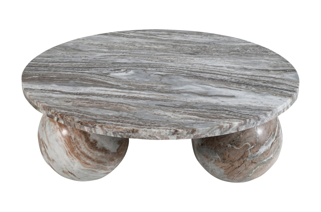 Diro Beige Marble 3 ball coffeetable round PTMD - Salontafel - PTMD - livinglovely.nl