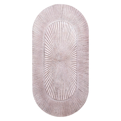 Dishita wandpaneel van PTMD, cremekleurig MDF paneel met dubbel ovaal ribbelmotief, 80 bij 160 centimeter