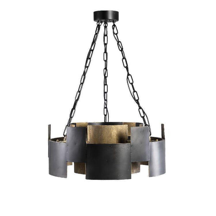 Docia Black Iron hanging lamp gold inside PTMD , Hanglamp , PTMD , livinglovely.nl