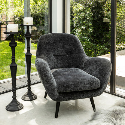 Donny Anthracite fauteuil black wooden legs - - PTMD - livinglovely.nl
