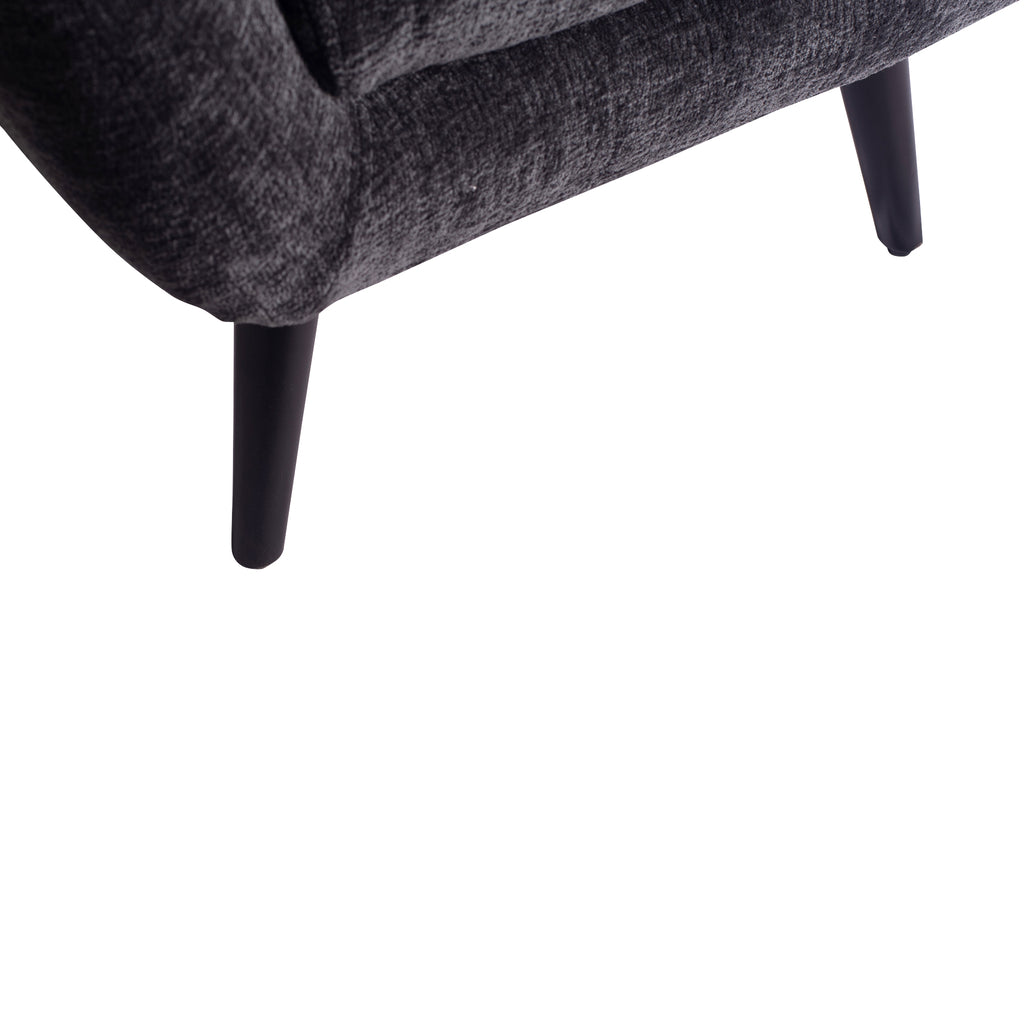Donny Anthracite fauteuil black wooden legs - - PTMD - livinglovely.nl