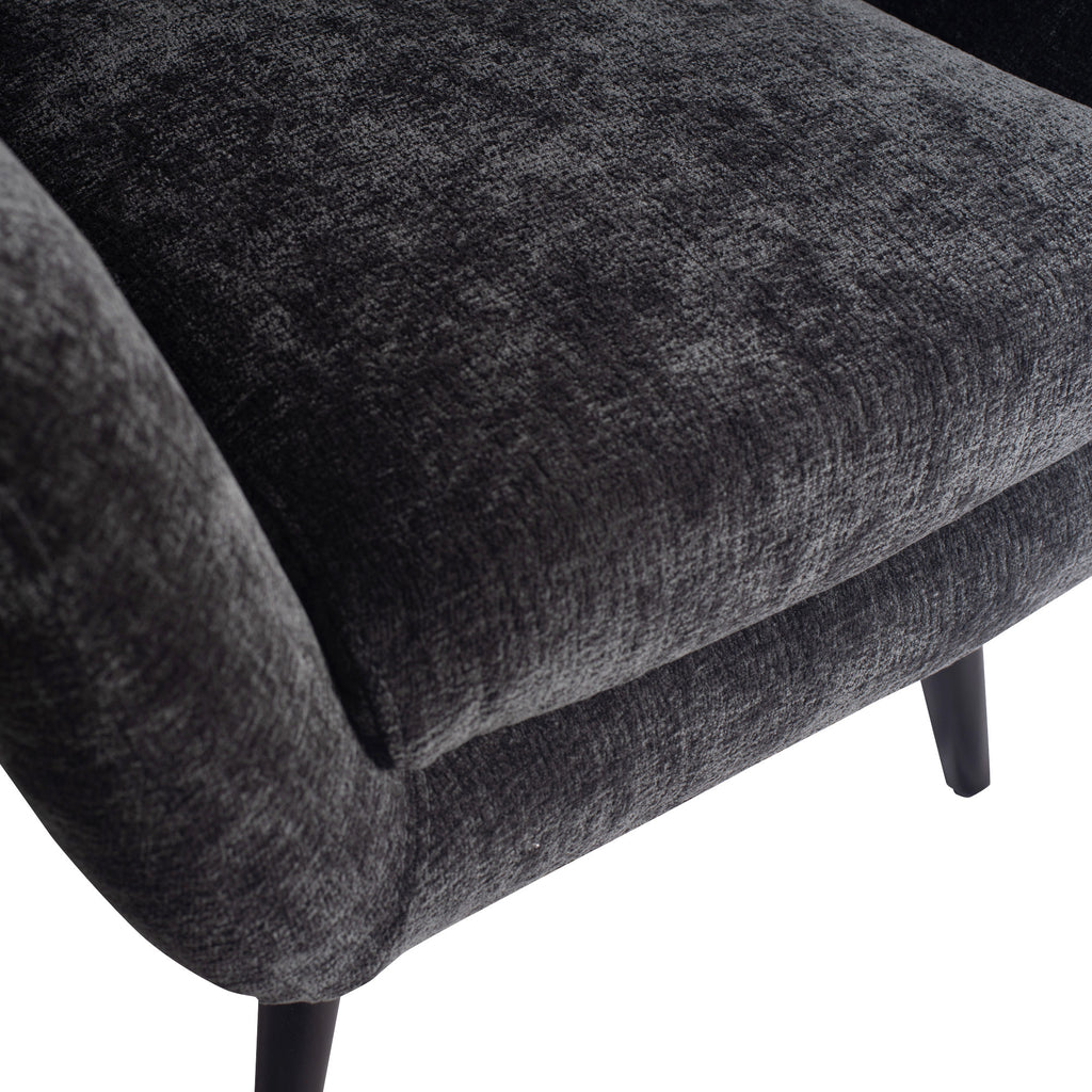 Donny Anthracite fauteuil black wooden legs - - PTMD - livinglovely.nl