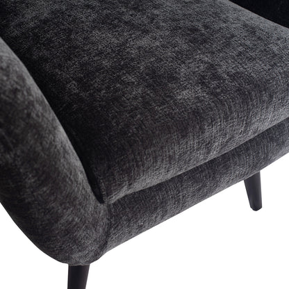 Donny Anthracite fauteuil black wooden legs - - PTMD - livinglovely.nl