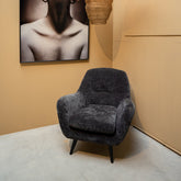 Donny Anthracite fauteuil black wooden legs - - PTMD - livinglovely.nl