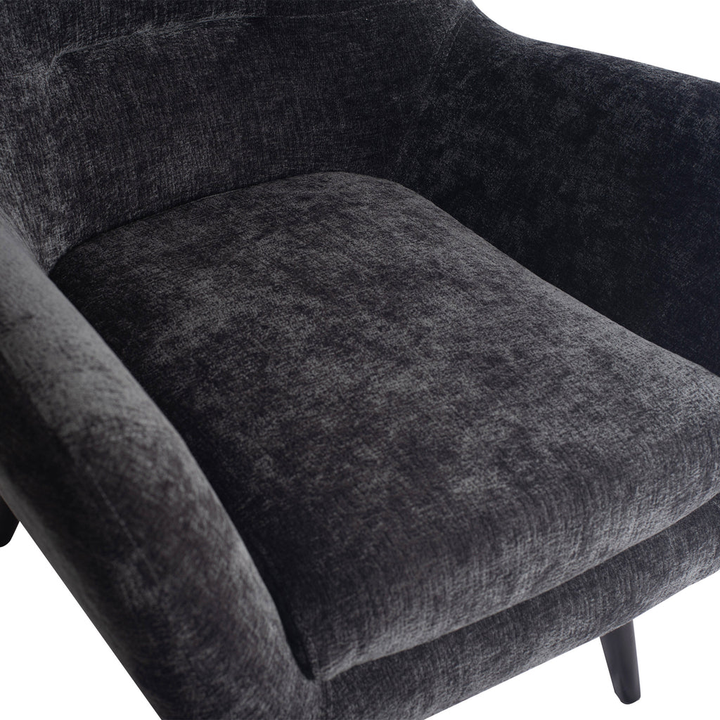 Donny Anthracite fauteuil black wooden legs - - PTMD - livinglovely.nl