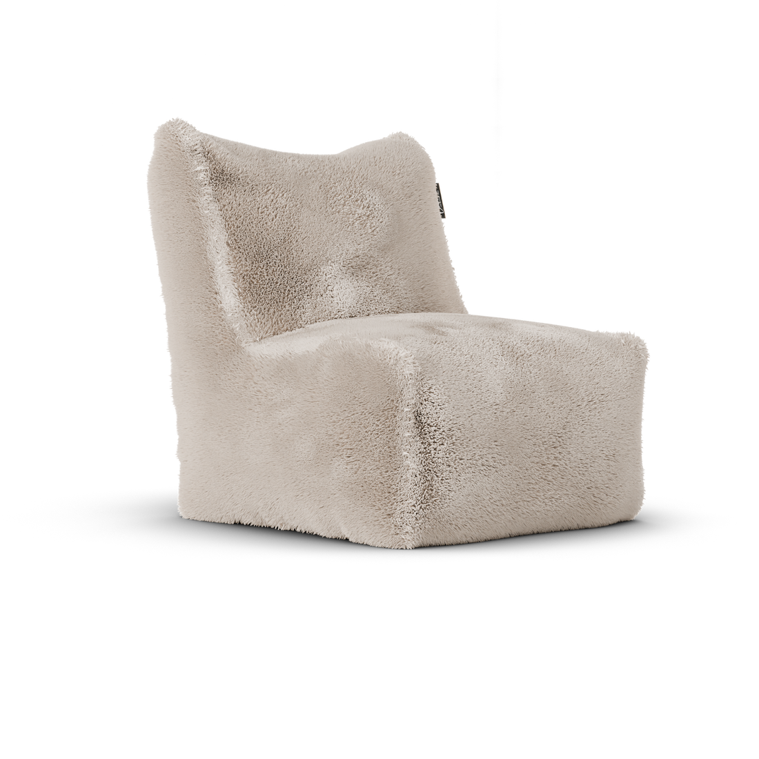 Doodle Junior Lounge Seat Cream White van Laui Lounge, compacte roomwitte furry loungestoel schuin van links voren