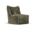Doodle Junior Lounge Seat Desert van Laui Lounge, compacte groengrijze furry loungestoel schuin van links voren