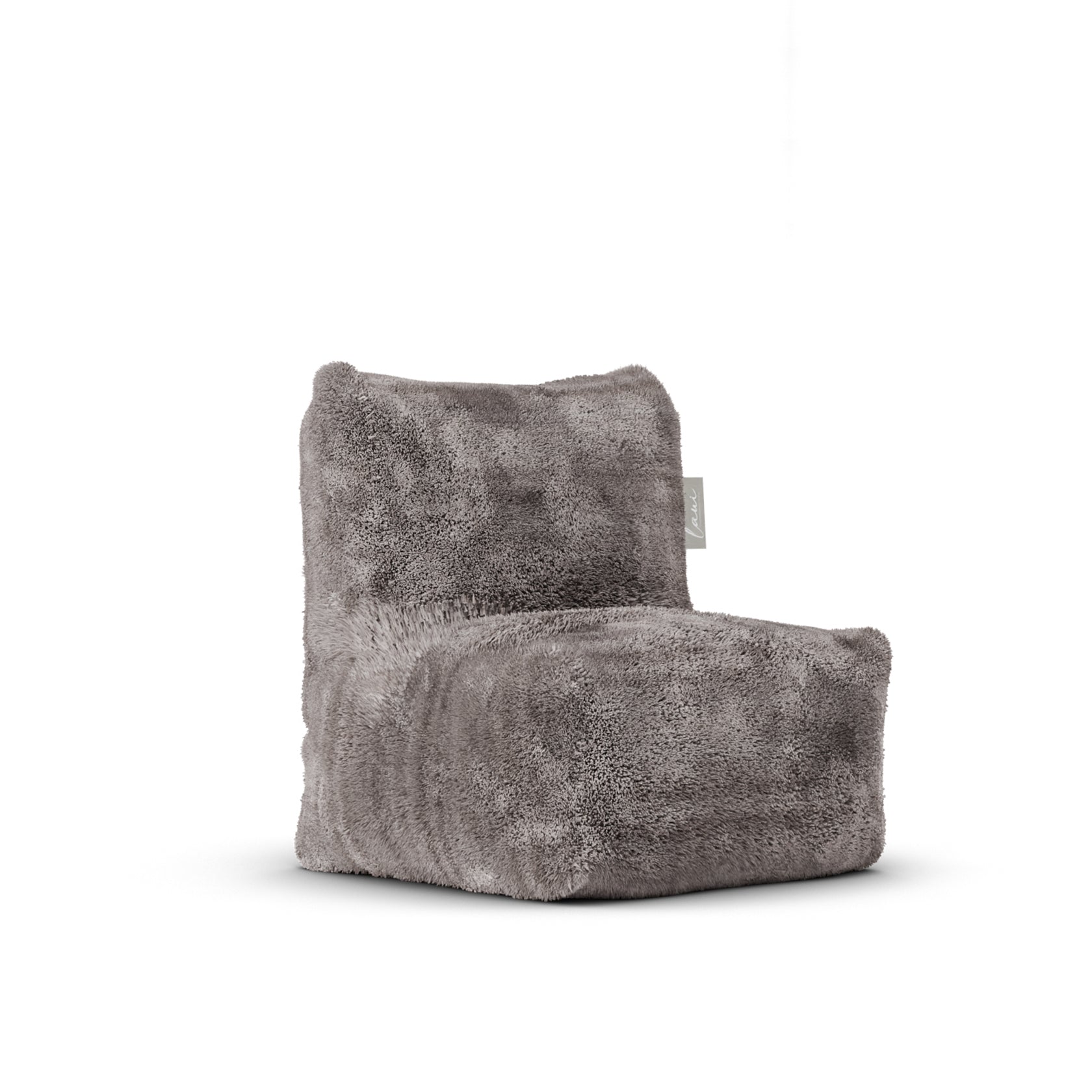 Doodle Kid Lounge Taupe van Laui Lounge, grijsbruine kinderstoel van zachte furry stof