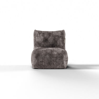 Taupe Doodle kinderstoel van Laui Lounge van voren, met zitting van 48 bij 48 centimeter