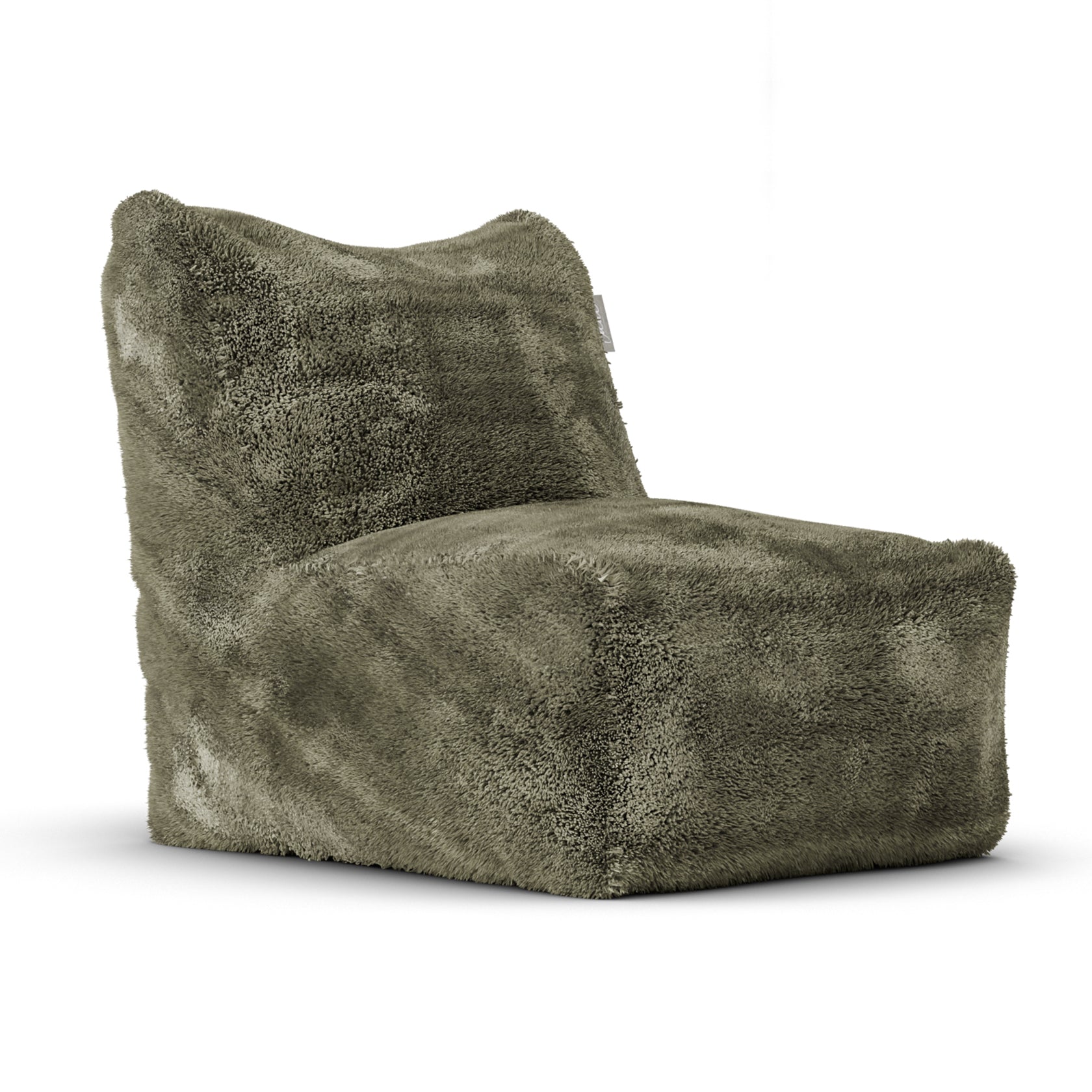 Doodle Lounge SeatXL Desert van Laui Lounge, groengrijze loungestoel van zachte furry stof