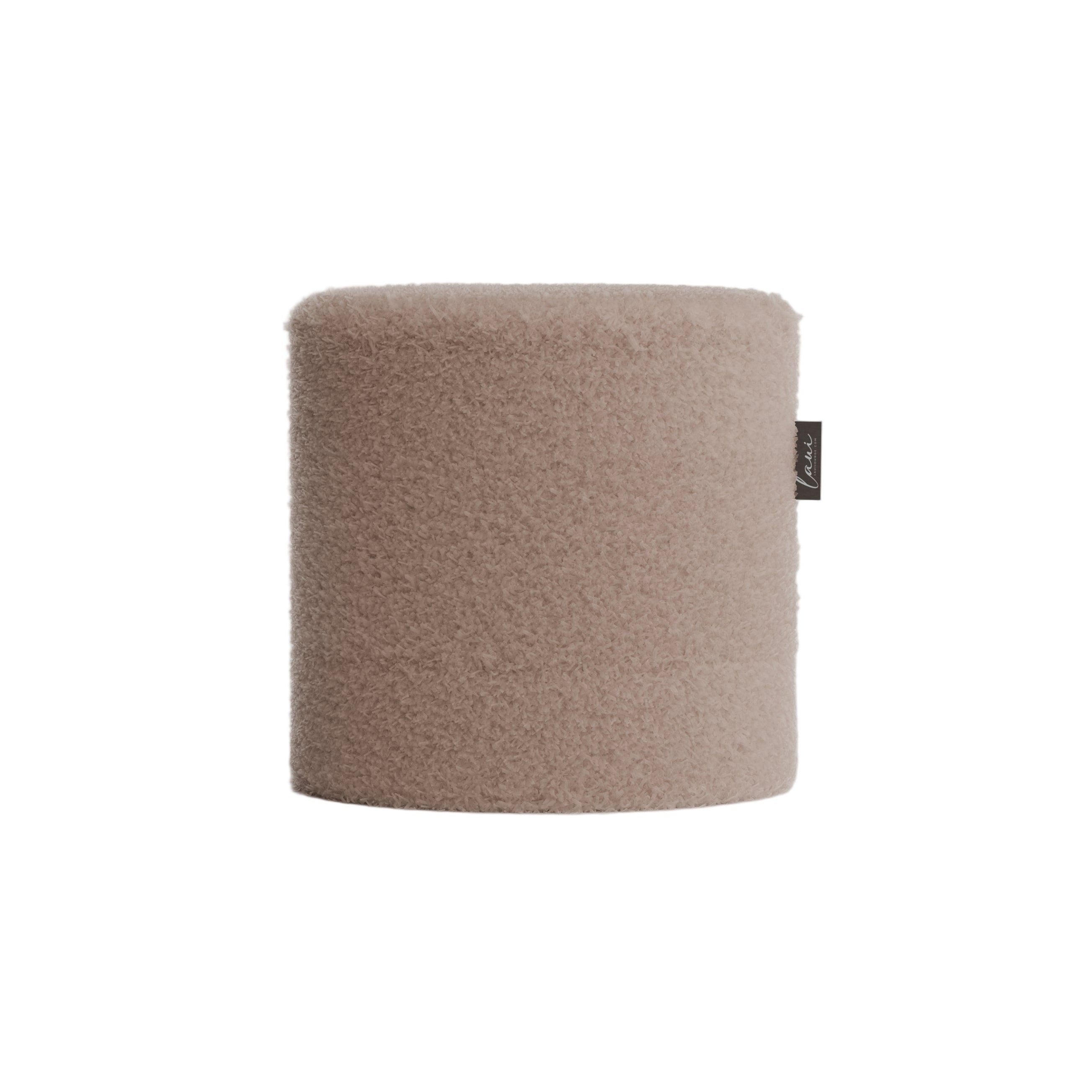 Laui Lounge Doodle Round Pouf Ø44 in Taupe, ronde grijsbruine poef met doodle print