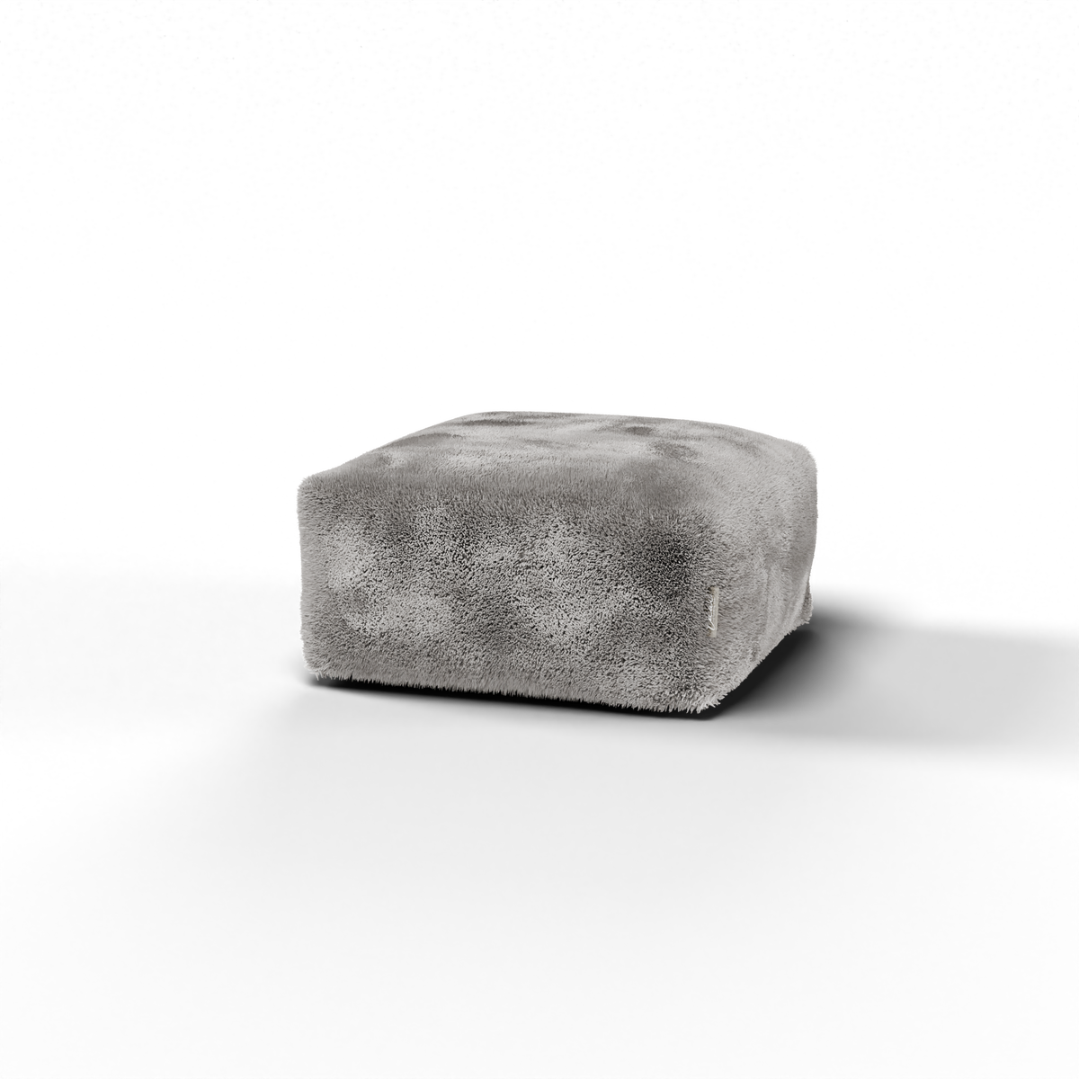Vooraanzicht van de lichtgrijze Doodle Square Pouf van Laui Lounge met zithoogte 34 cm