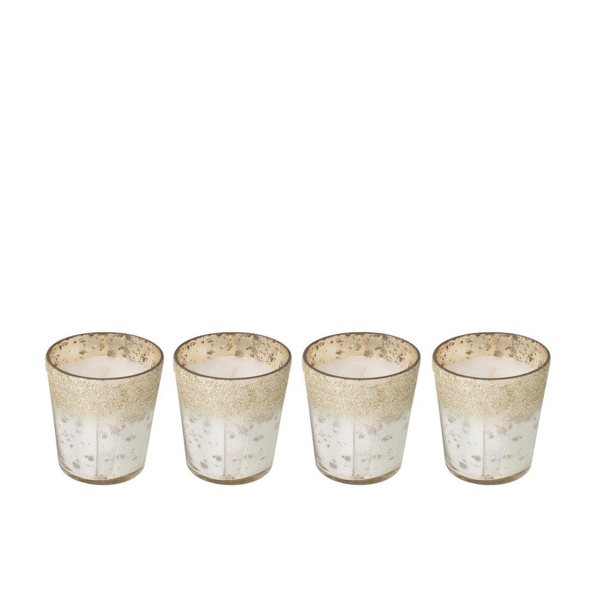 Doos 4 Geurkaars Deluxe Glas Zilver 21uur - Geurkaars - J-Line - livinglovely.nl