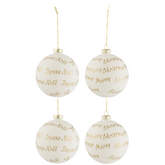 Doos van 4 Kerstballen Glas Wit/Goud Medium - Kerstbal - J-Line - livinglovely.nl