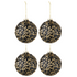 Doos Van 4 Kerstballen Glitter Paillettenglas Zwart Goud Medium - Kerstbal - J-Line - livinglovely.nl
