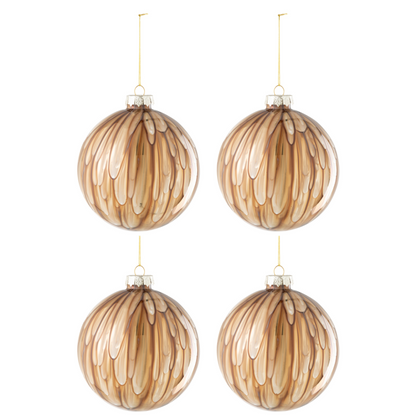 Doos van 4 Kerstballen Spots Glas Bruin/Goud Large - Kerstbal - J-Line - livinglovely.nl