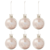 Doos van 6 Kerstballen Crown Roze Glas Small - Kerstbal - J-Line - livinglovely.nl