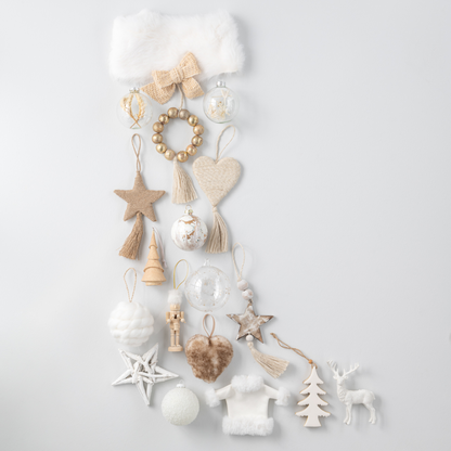 Doos van 6 Kerstballen Marble Glas Wit/Goud Small - Kerstbal - J-Line - livinglovely.nl