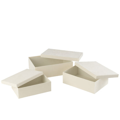 Dozen Rechthoekig Fluweel Papier Wit Set van 3 - Cadeauverpakking - J-Line - livinglovely.nl