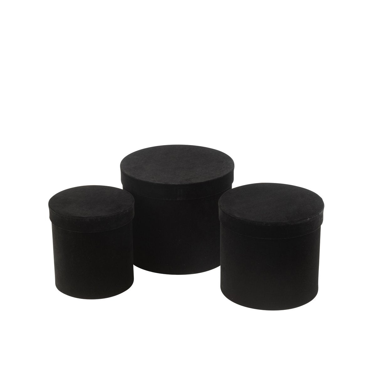 Dozen Rond Fluweel Papier Zwart Set van 3 - Cadeauverpakking - J-Line - livinglovely.nl