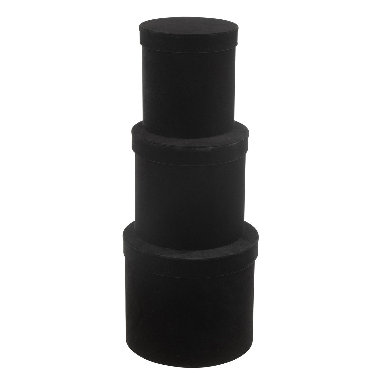 Dozen Rond Fluweel Papier Zwart Set van 3 - Cadeauverpakking - J-Line - livinglovely.nl