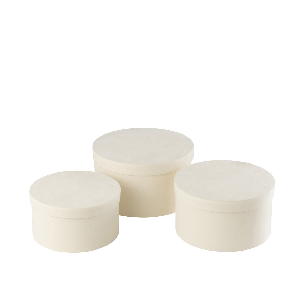 Dozen Rond Plat Fluweel Papier Wit Set van 3 - Cadeauverpakking - J-Line - livinglovely.nl