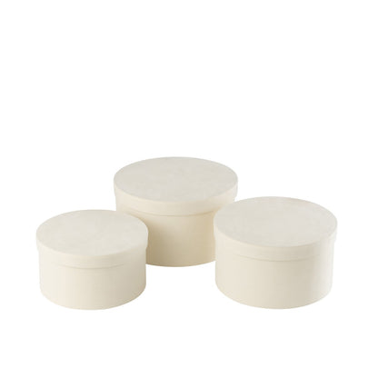 Dozen Rond Plat Fluweel Papier Wit Set van 3 - Cadeauverpakking - J-Line - livinglovely.nl