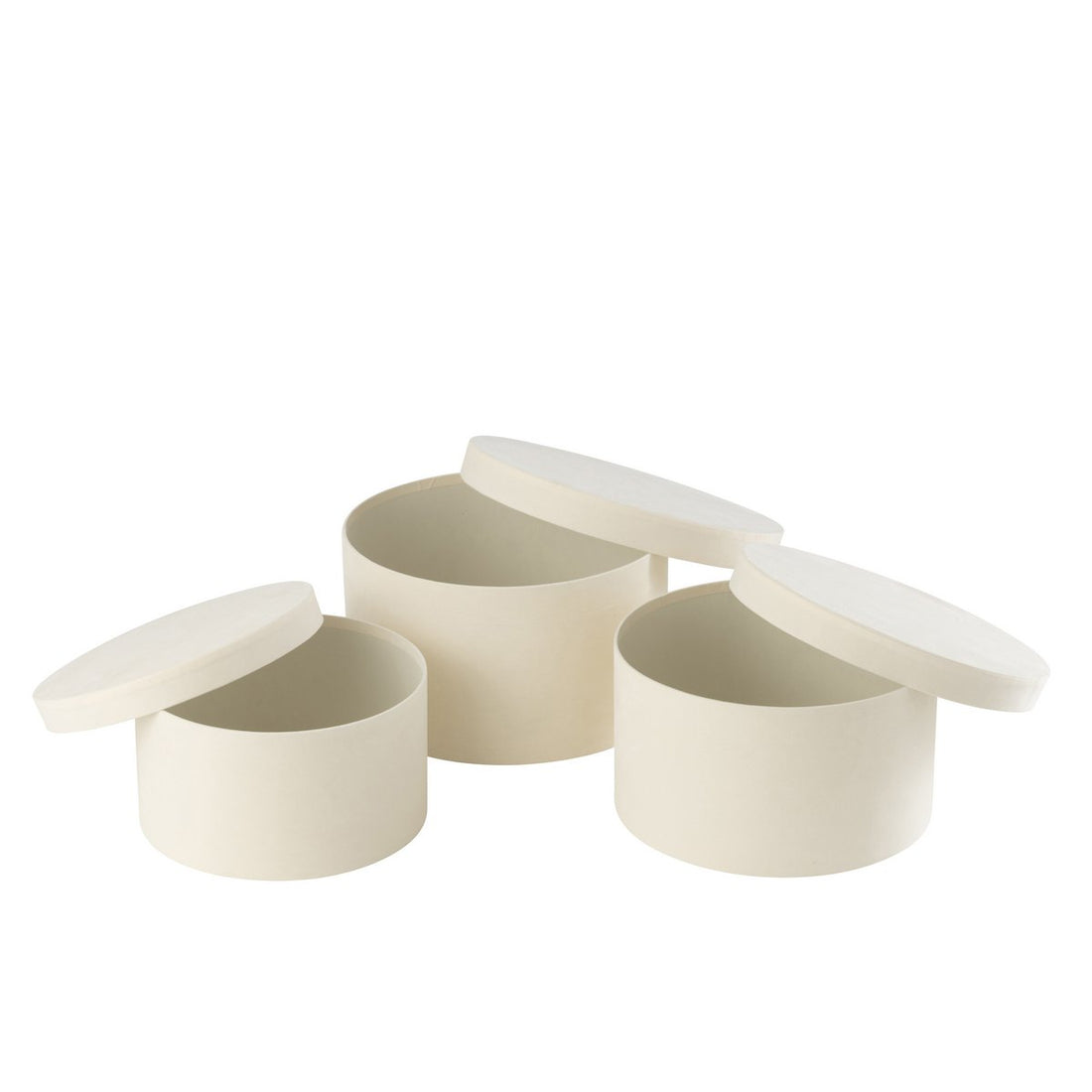 Dozen Rond Plat Fluweel Papier Wit Set van 3 - Cadeauverpakking - J-Line - livinglovely.nl
