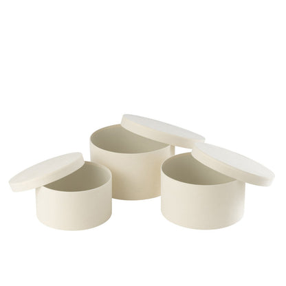 Dozen Rond Plat Fluweel Papier Wit Set van 3 - Cadeauverpakking - J-Line - livinglovely.nl