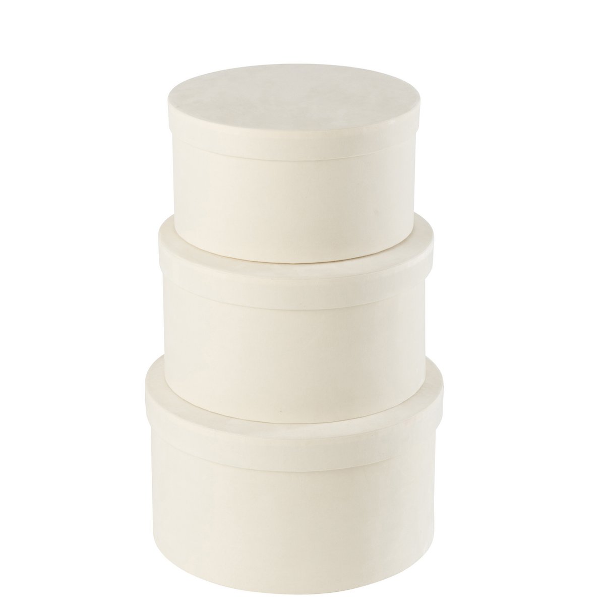 Dozen Rond Plat Fluweel Papier Wit Set van 3 - Cadeauverpakking - J-Line - livinglovely.nl