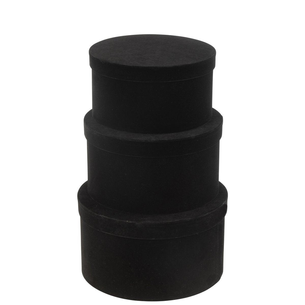 Dozen Rond Plat Fluweel Papier Zwart Set van 3 - Cadeauverpakking - J-Line - livinglovely.nl