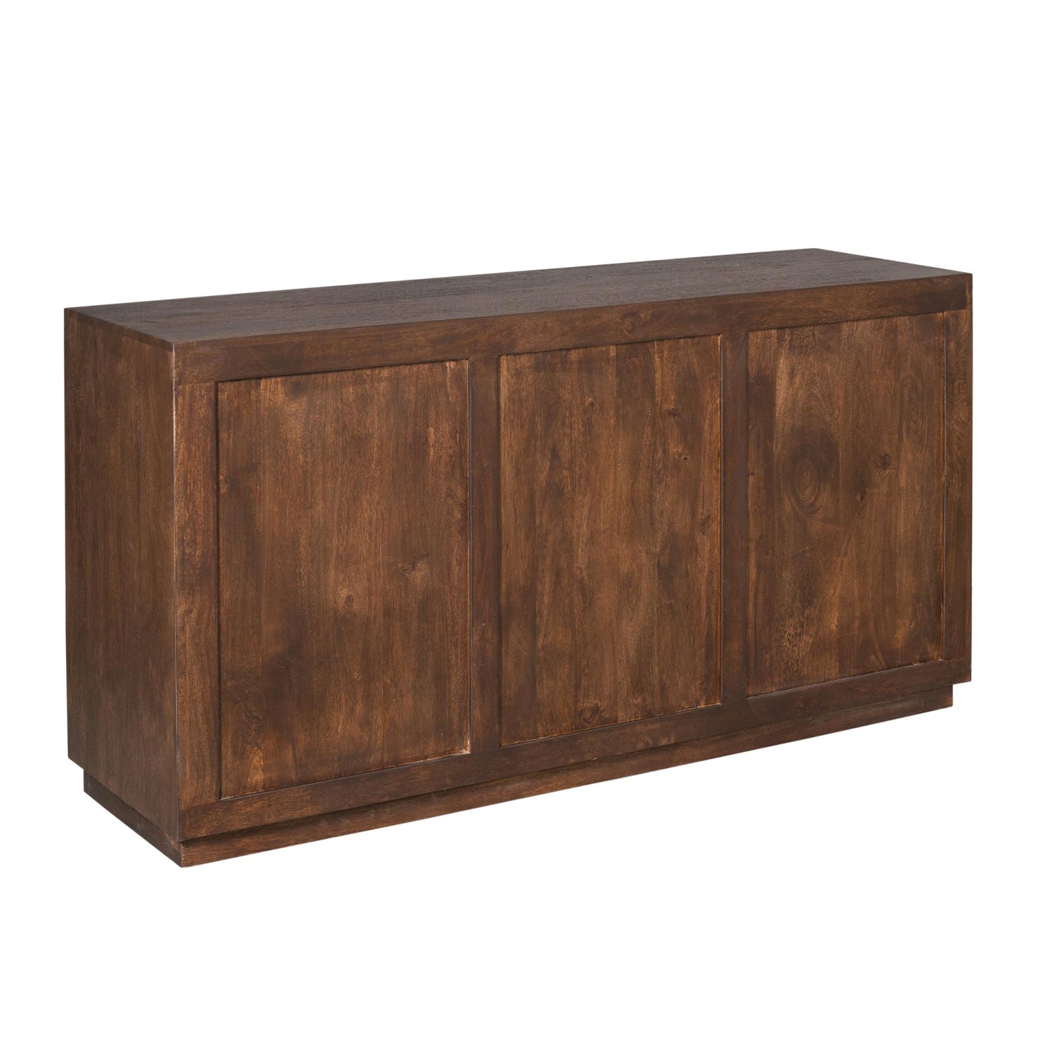Warme bruine finish en zichtbare houtnerf van het mangohouten Dressoir Brussel van Starfurn