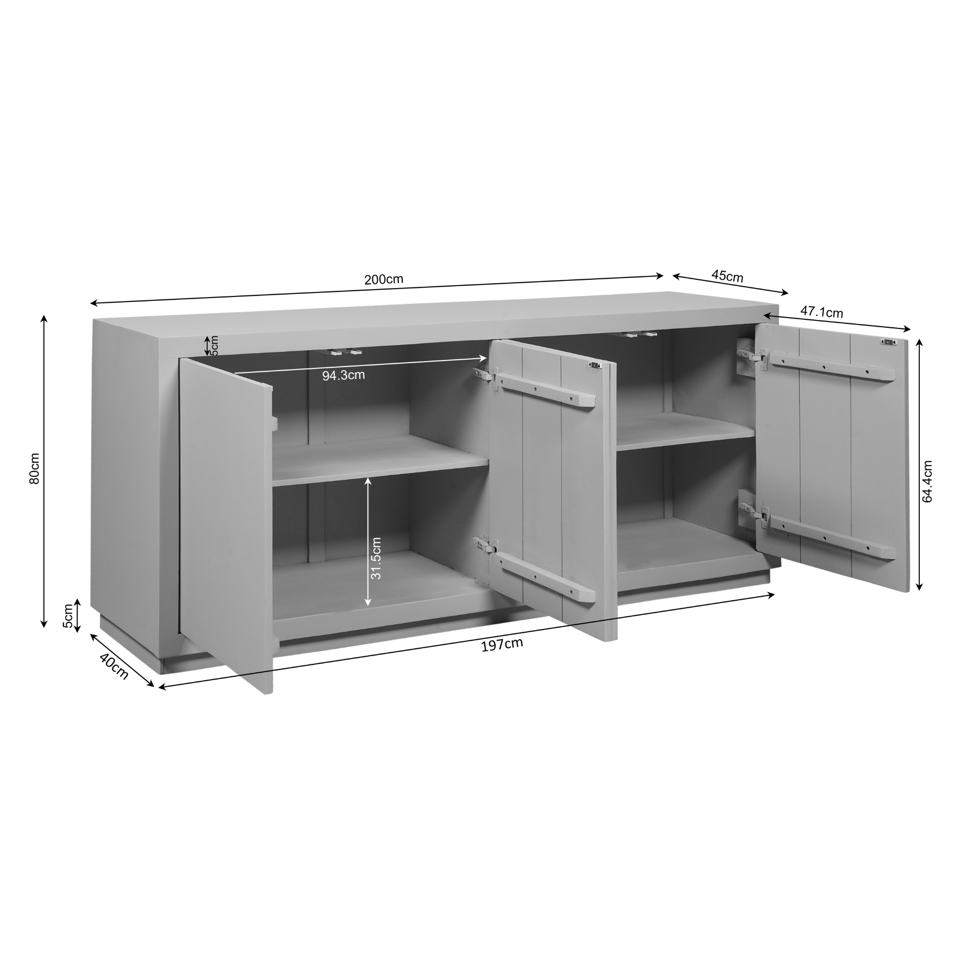 Houtnerf en handgemaakte afwerking van het Dressoir Brussel Mangohout Bruin van Starfurn