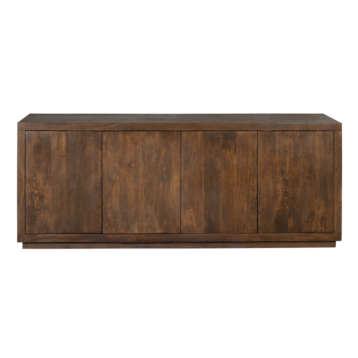 Dressoir Brussel Mangohout Bruin 4 Deuren van Starfurn voor een lange wand in de woonkamer