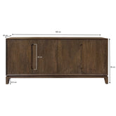Maatschets van het Cortez dressoir met afmetingen 190 bij 40 bij 85 cm