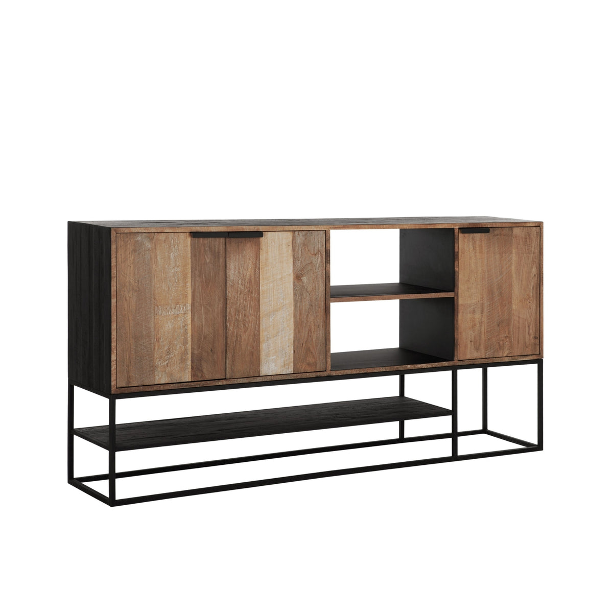 Dressoir Cosmo No.1 Large van DTP Home in gerecycled teakhout met zwart metalen frame