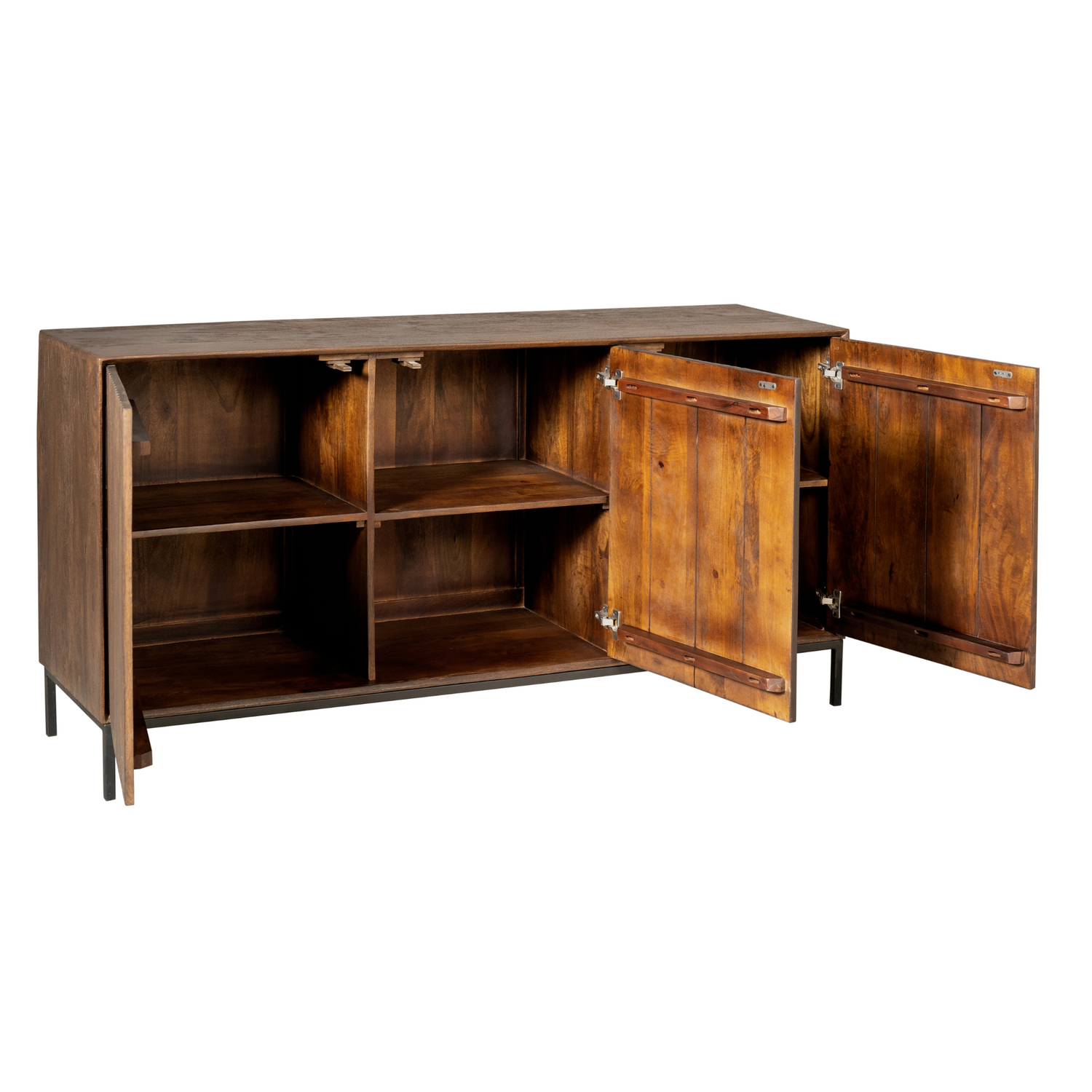 Dressoir Madison Mangohout Bruin 165cm van Starfurn, vooraanzicht van het bruine mangohouten dressoir