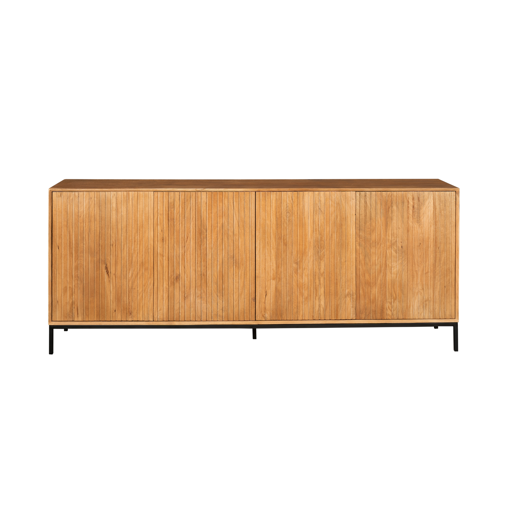 Madison dressoir naturel gestyled met een lamp en kunst aan de wand