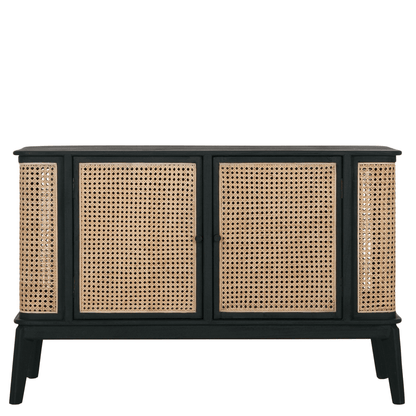 Raffles dressoir mindi hout detail webbing deuren