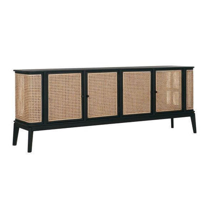 Dressoir Raffles 4 deuren zwart mindi hout zijaanzicht