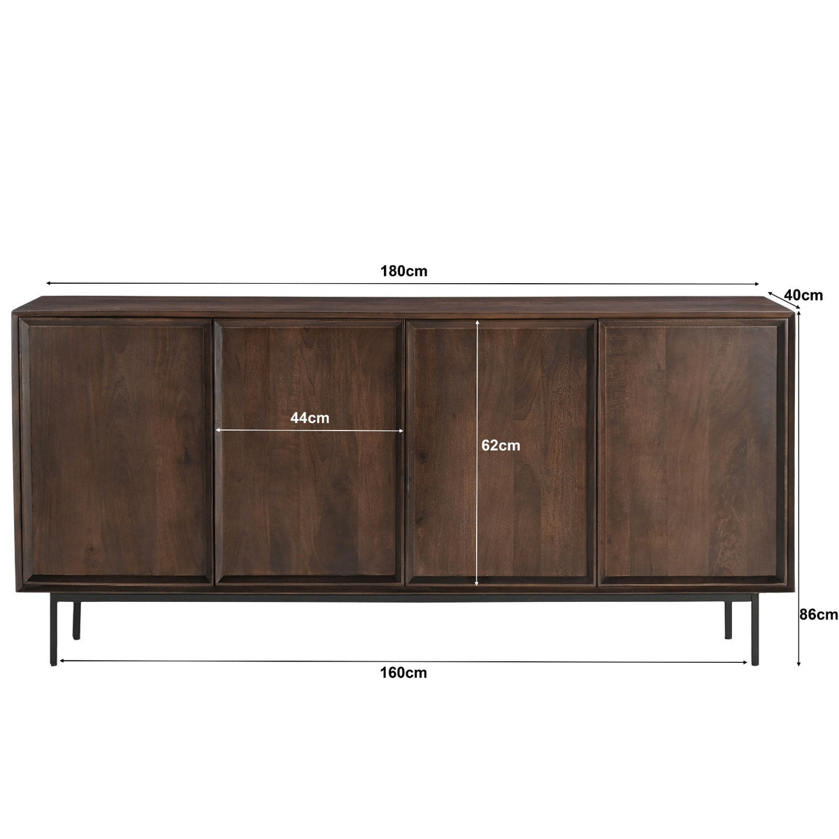 Livingfurn Ravenstein dressoir 180cm, afmetingen L180cm x B40cm x H86cm