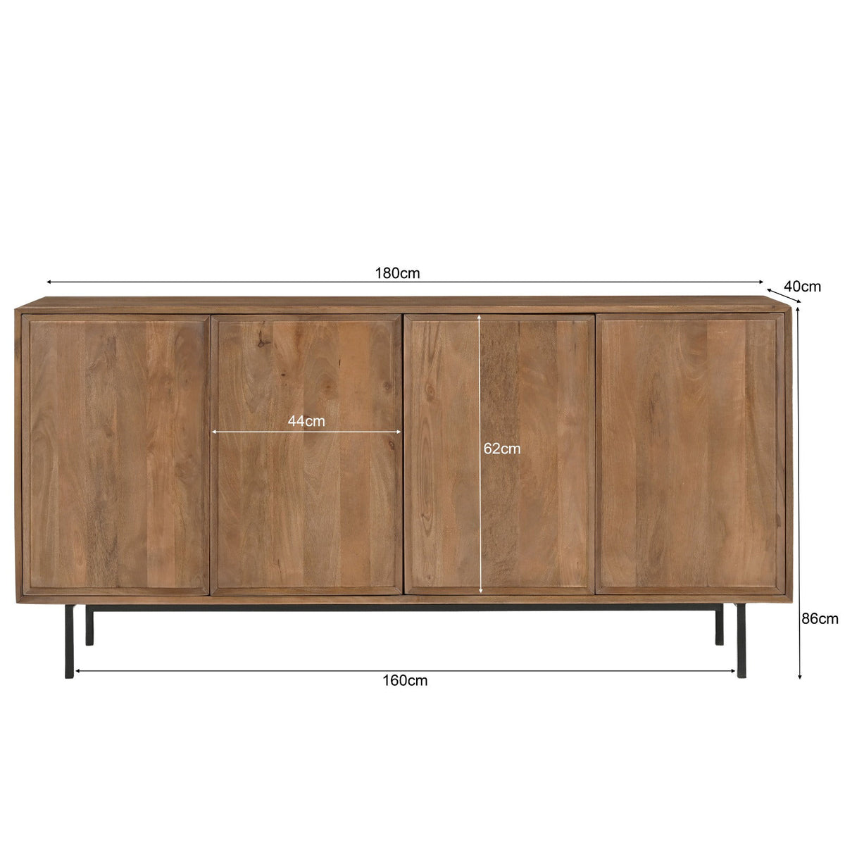 Dressoir Ravenstein Pecan 180cm van massief mangohout