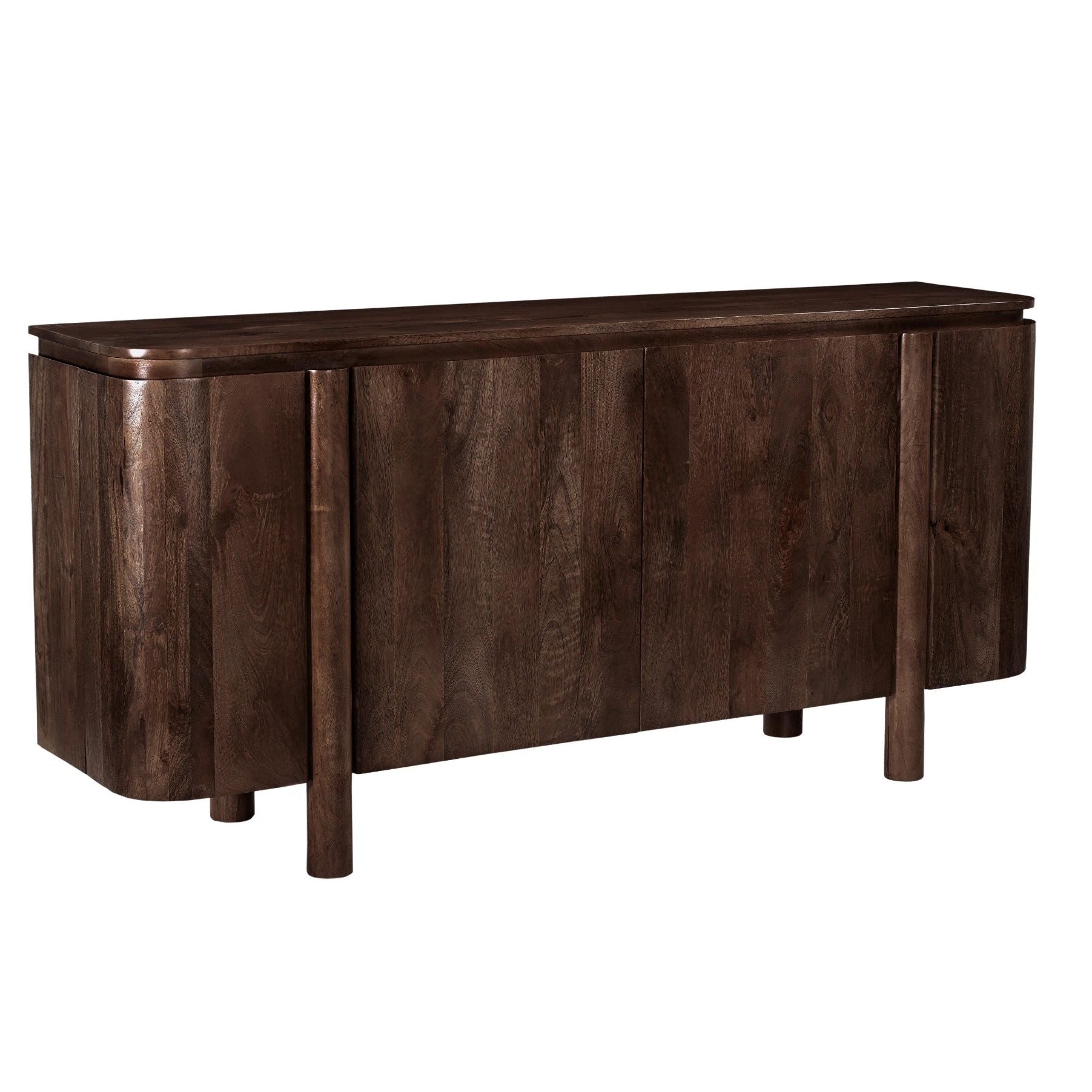 Dressoir Salano chestnut schuin vooraanzicht met ribbelfronten