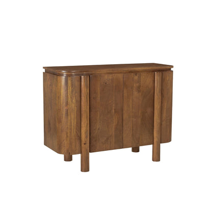 Dressoir Salano pecan schuin vooraanzicht met ribbelfronten