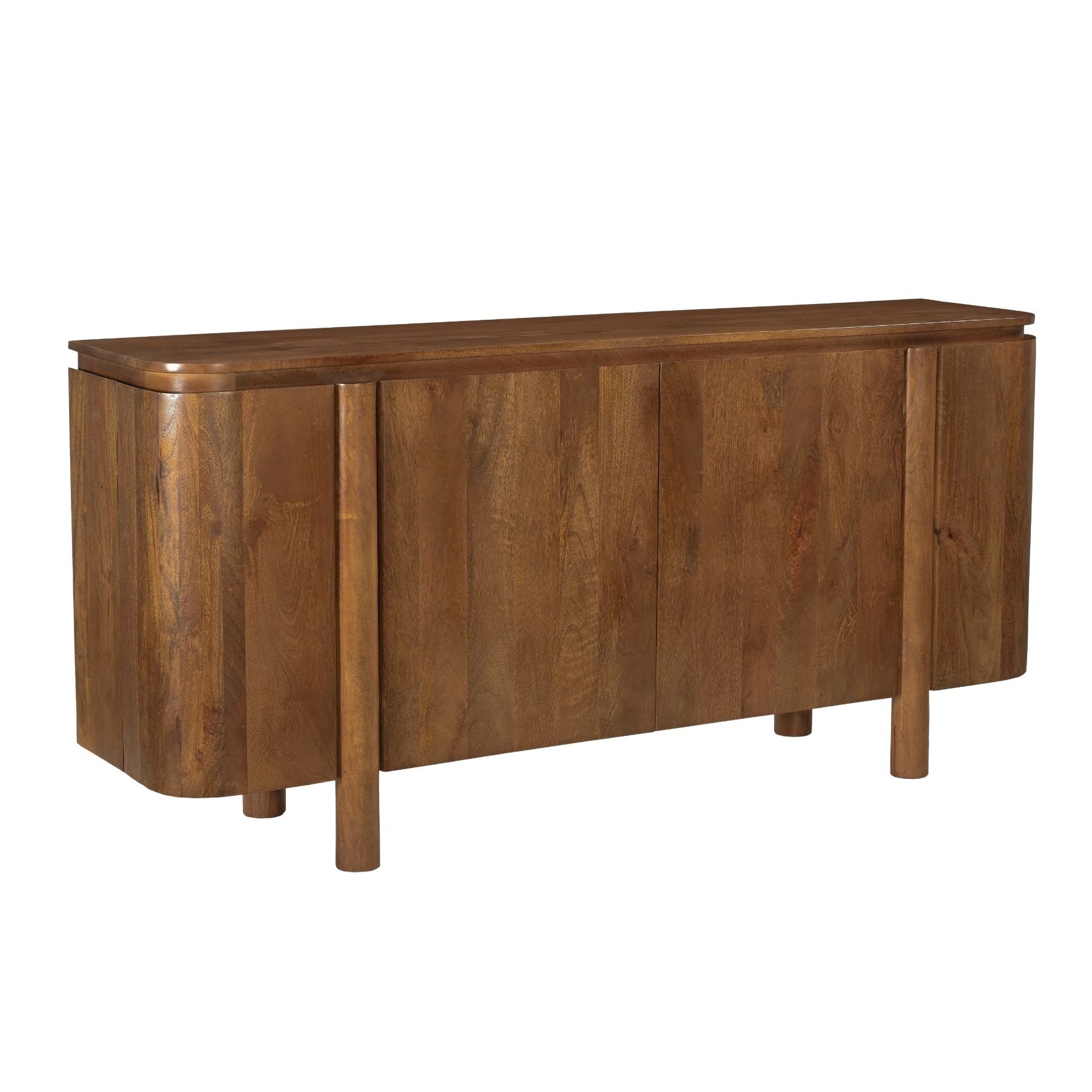 Dressoir Salano pecan schuin vooraanzicht met ribbelfronten