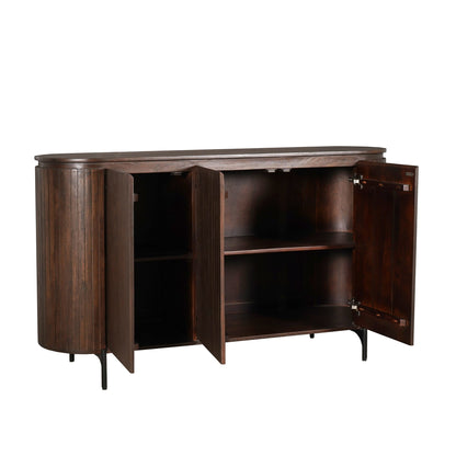 Zijaanzicht van het 45 cm diepe Solana dressoir in warm bruin mangohout