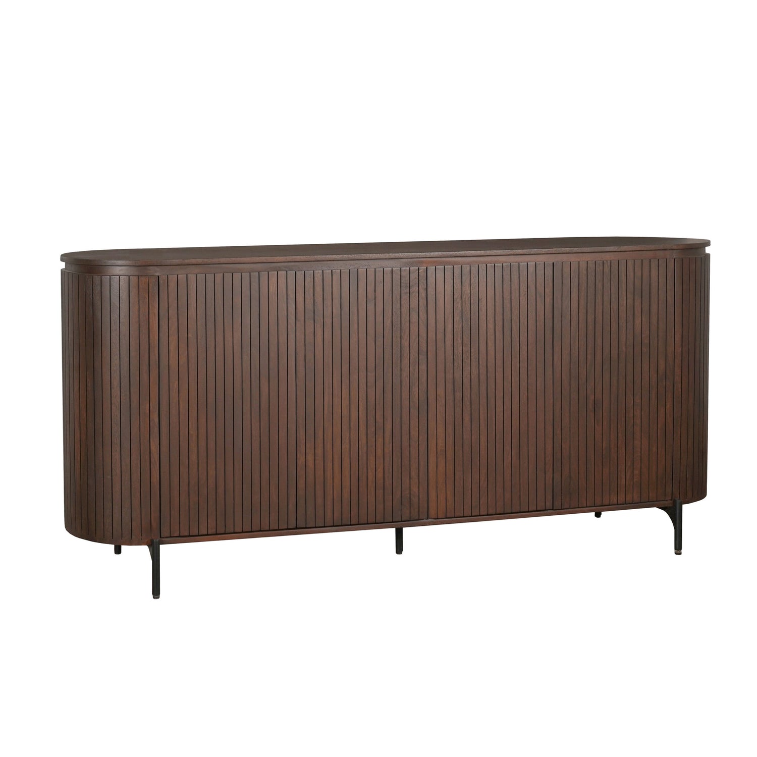 Geopende deuren van het Solana dressoir van 210 cm met brede legplanken