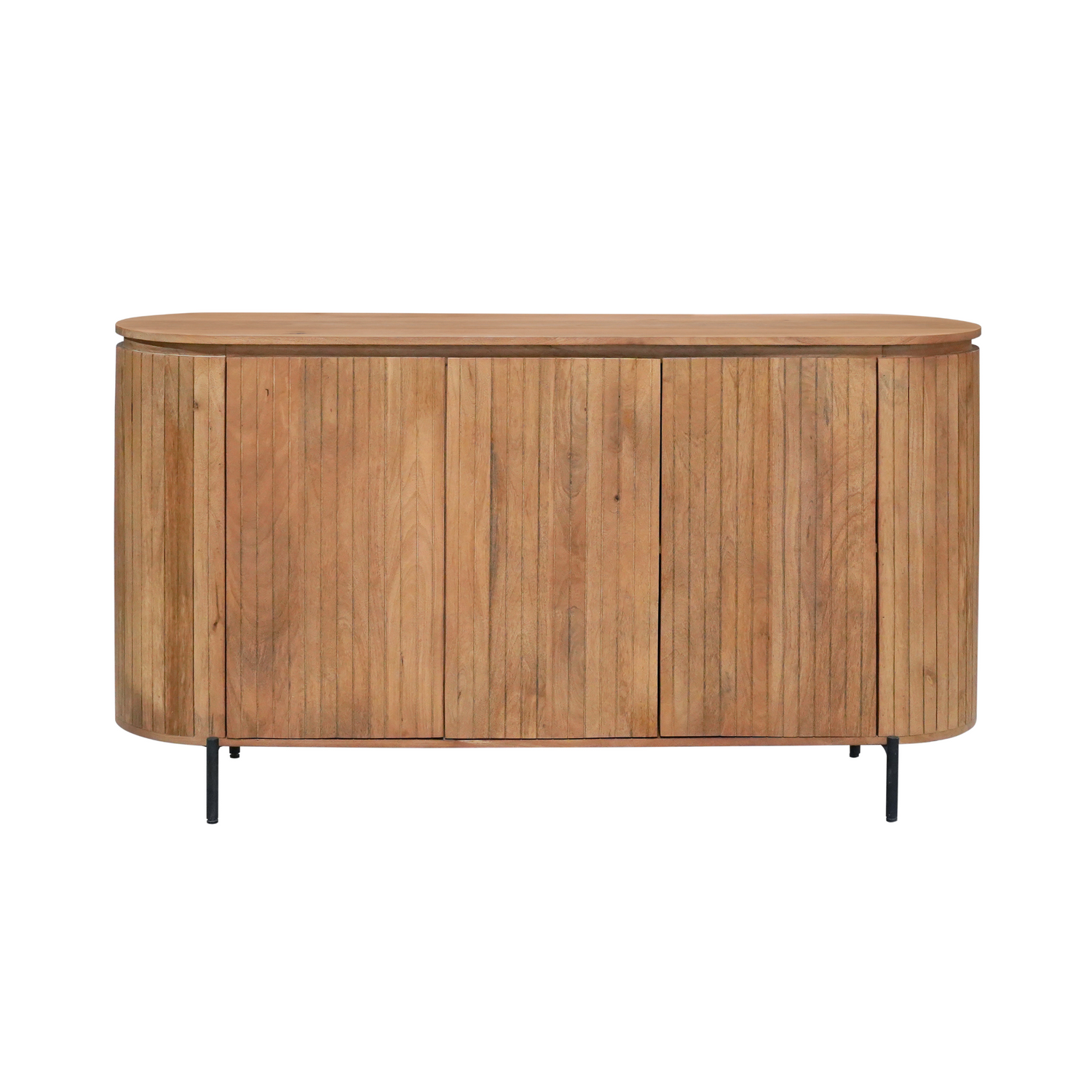 Het bovenblad van het Solana dressoir op 90 cm hoogte in naturel mangohout