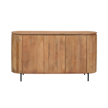 Het bovenblad van het Solana dressoir op 90 cm hoogte in naturel mangohout